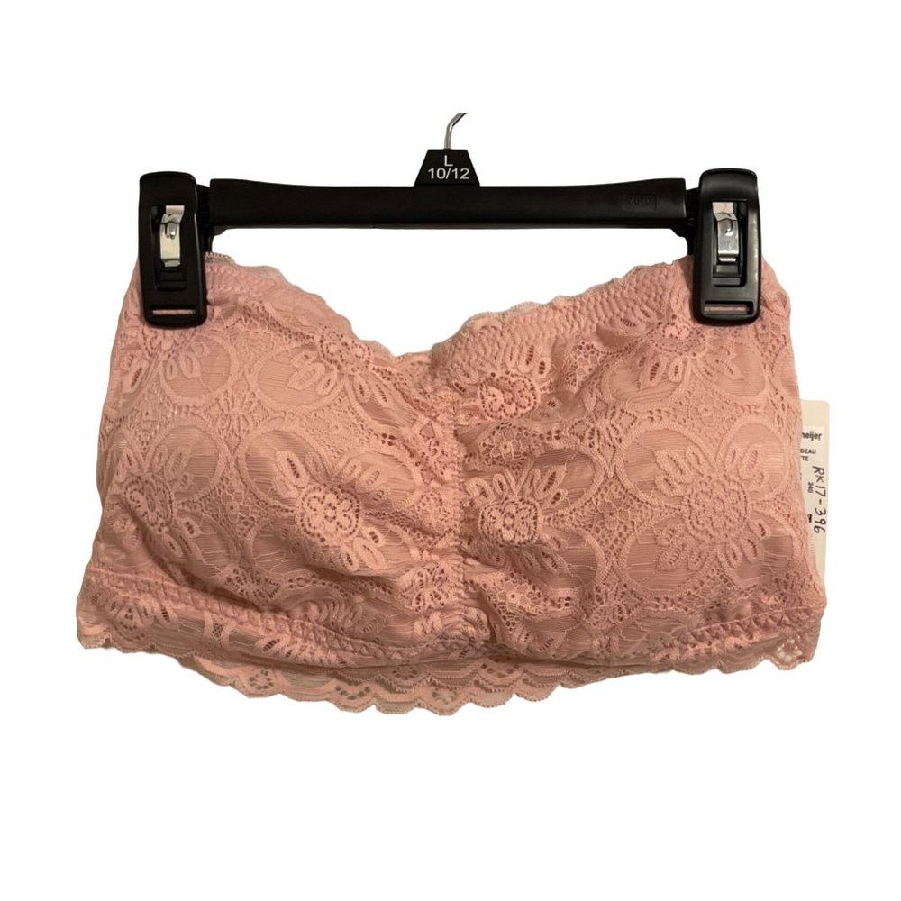 Blake & Co. Women's Pink Lace Bandeau Bralette Large
